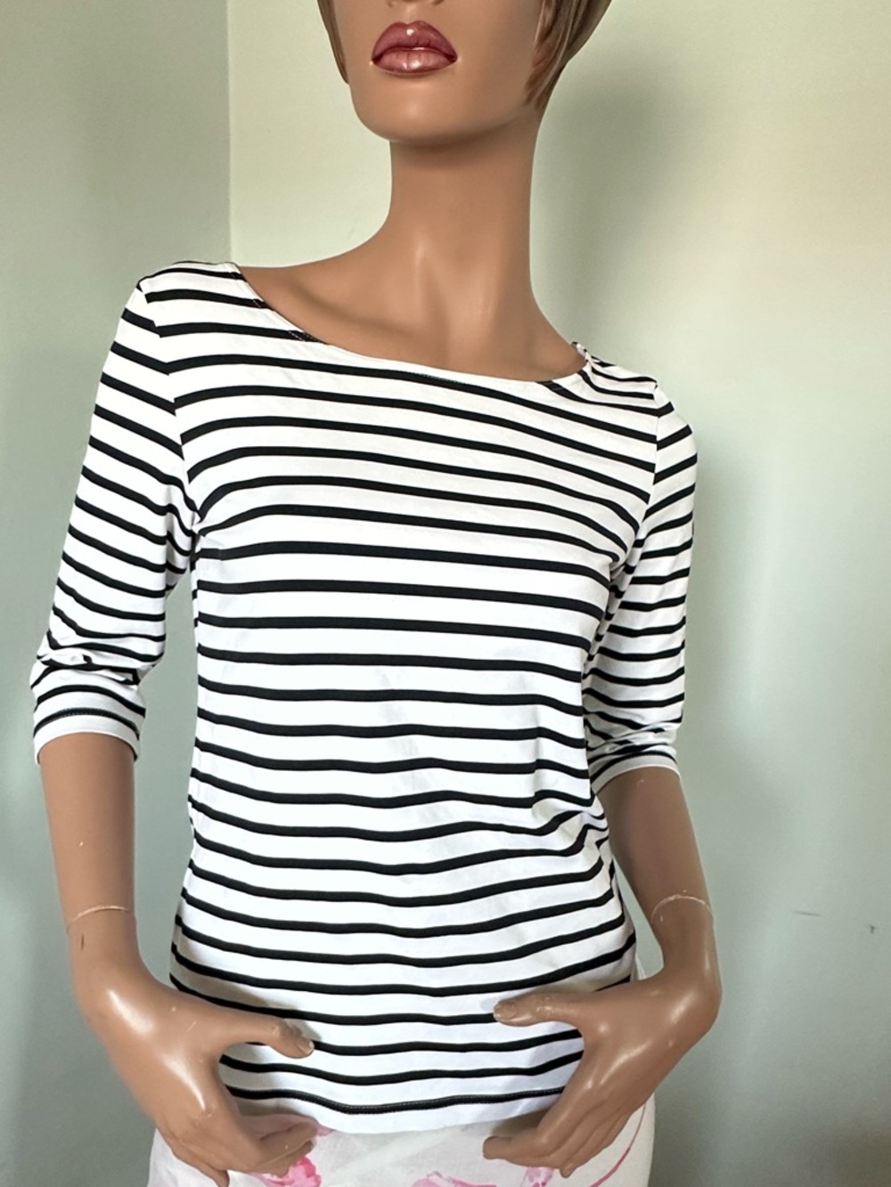 Saint James Garde-Cote III Black & White Striped 3/4 Sleeve Breton